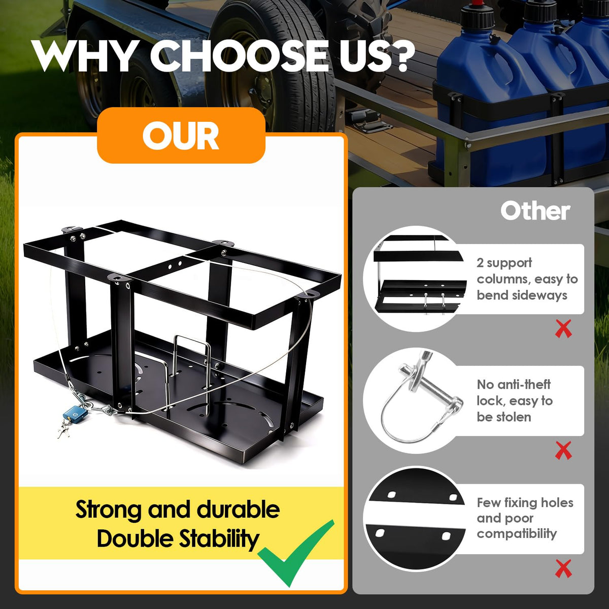 Gas Can Holder with Locking Strap Q1631