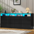 Black 12-Cell Divided Drawers Dresser with Charging Station Y5478