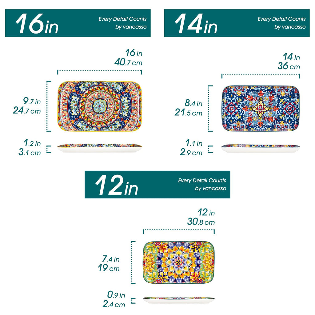 Serving Platters Set of 3 Rectangular Trays Z12212