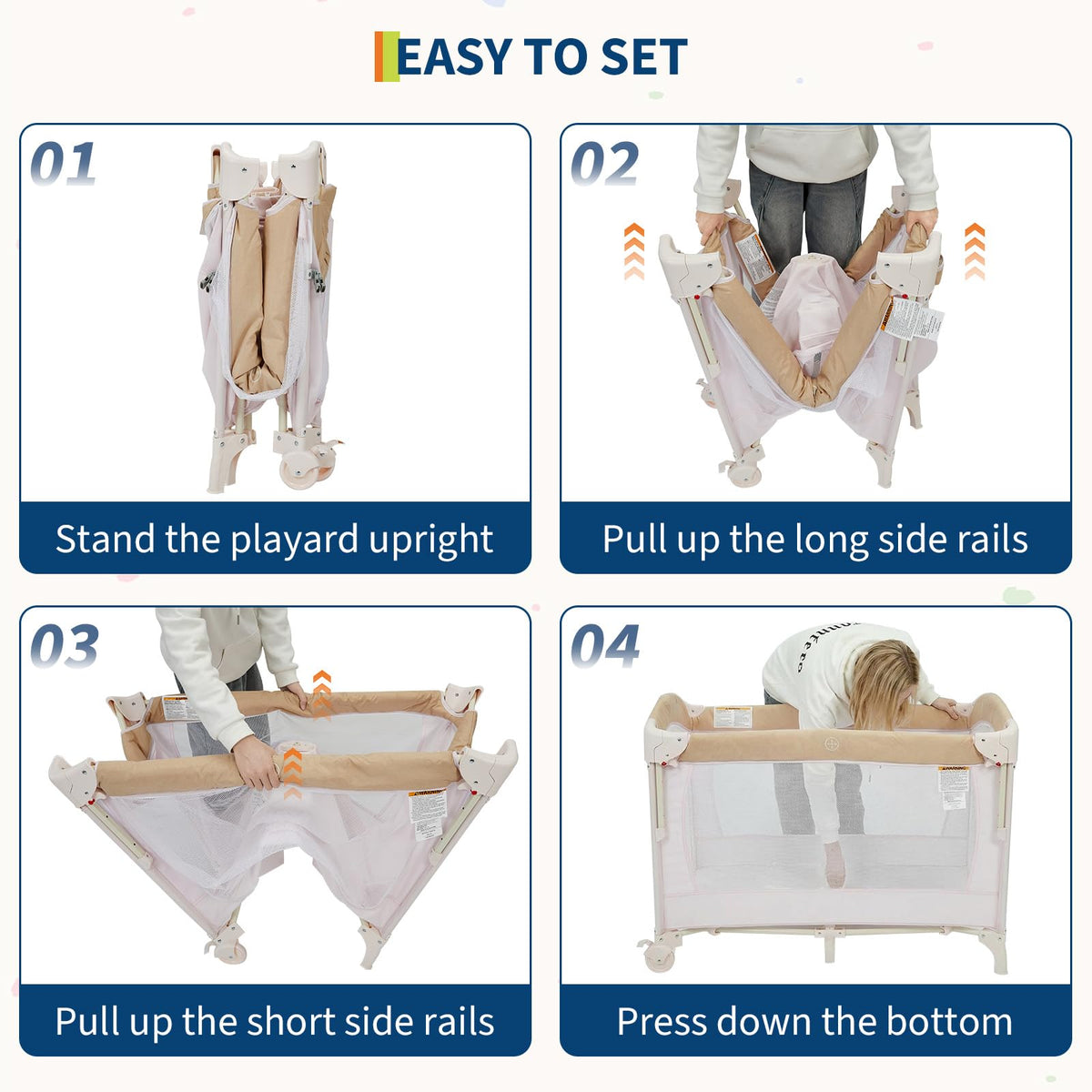 4 in 1 Pack and Play with Bassinet, Changing Table, Playpen and Carry Bag Y199228