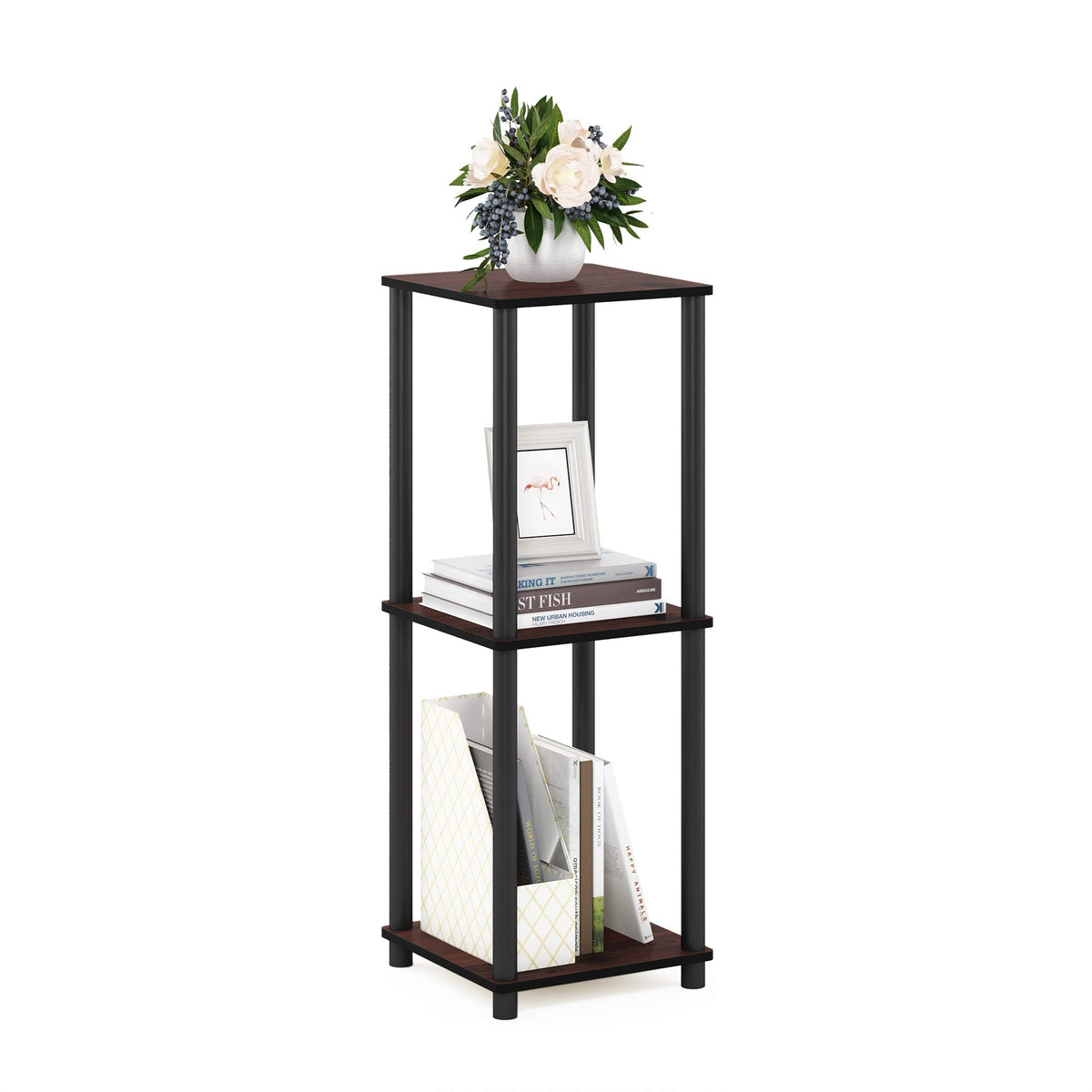 Set of 2 Dark Cherry Black End Table A6971
