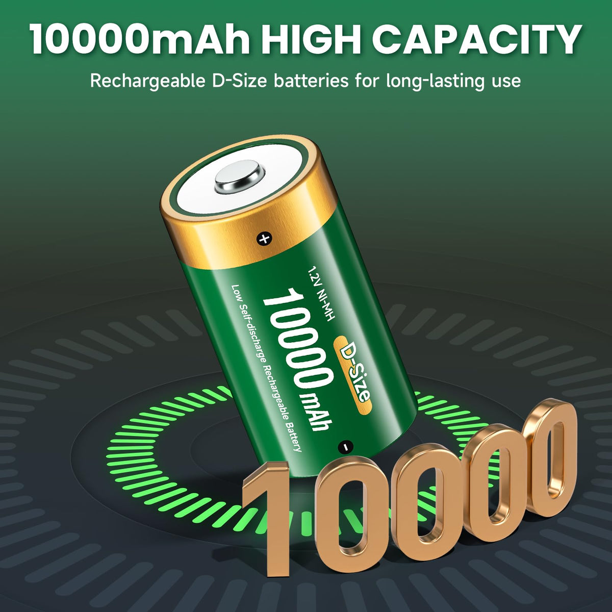 4 Pack 1.2V D Size Rechargeable Batteries G18678