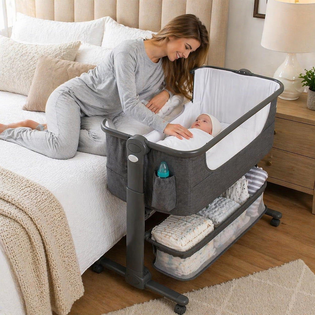 Baby Bassinet Bedside Sleeper Portable Crib with Storage Basket P85071