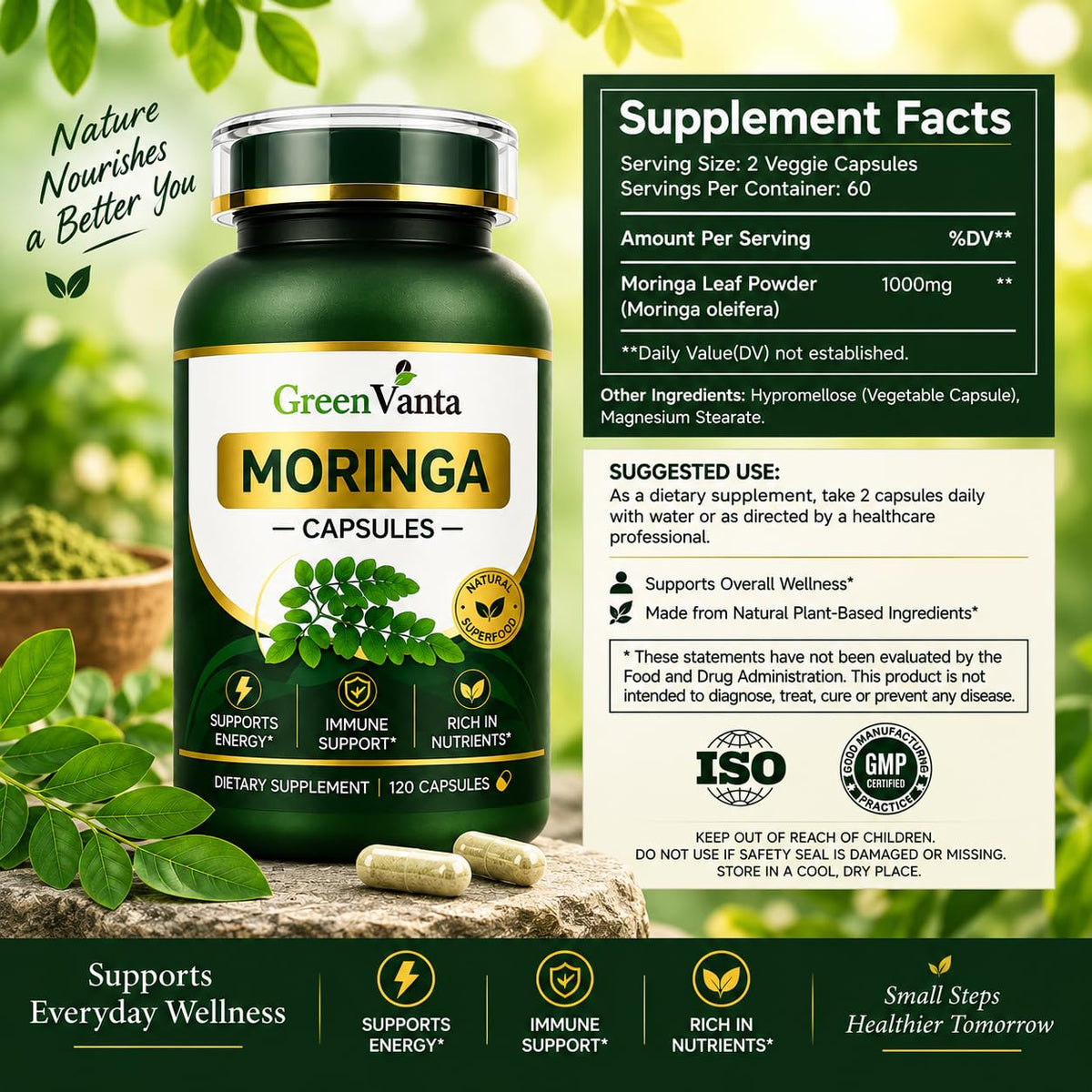 Moringa 500mg Veggie Capsules D598
