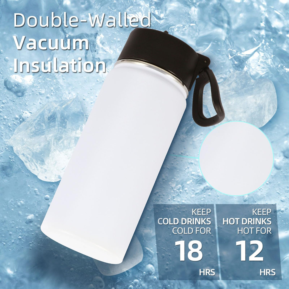 16 OZ Insulated Stainless Steel Kids Water Bottle 8 Pack with Straw Lid P8901