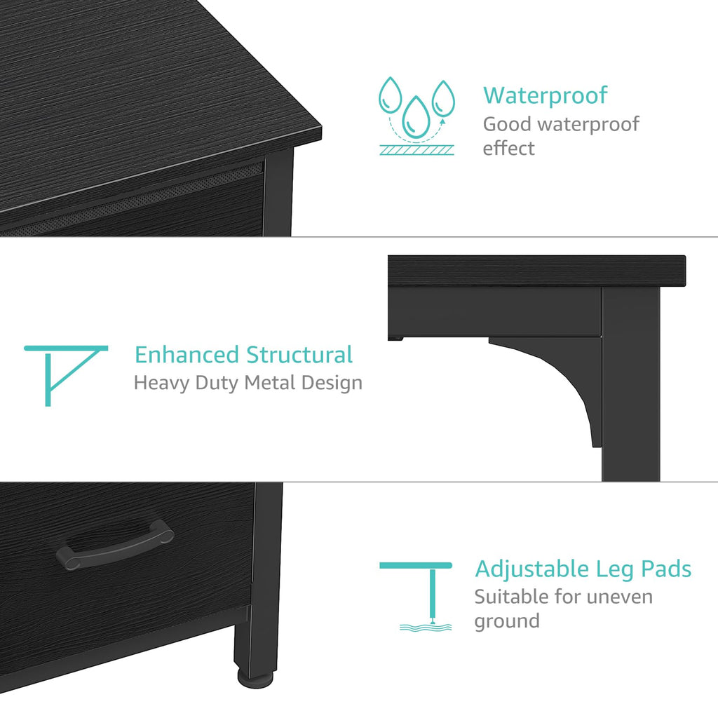 Black 47 Inch Computer Desk with File Drawers Cabinet W74789