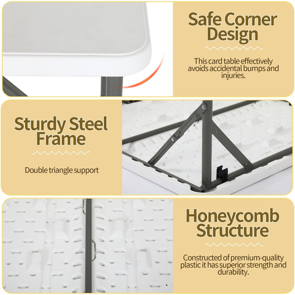34" Square Plastic Folding Card Table with Carrying Handle V9432