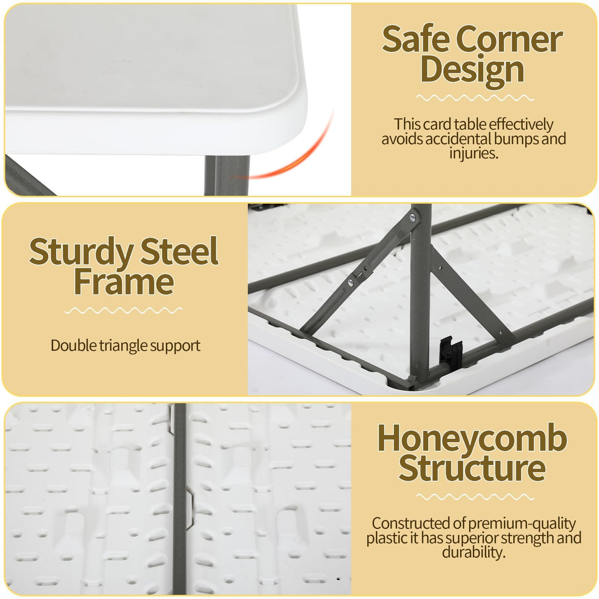 34" Square Plastic Folding Card Table with Carrying Handle V9432