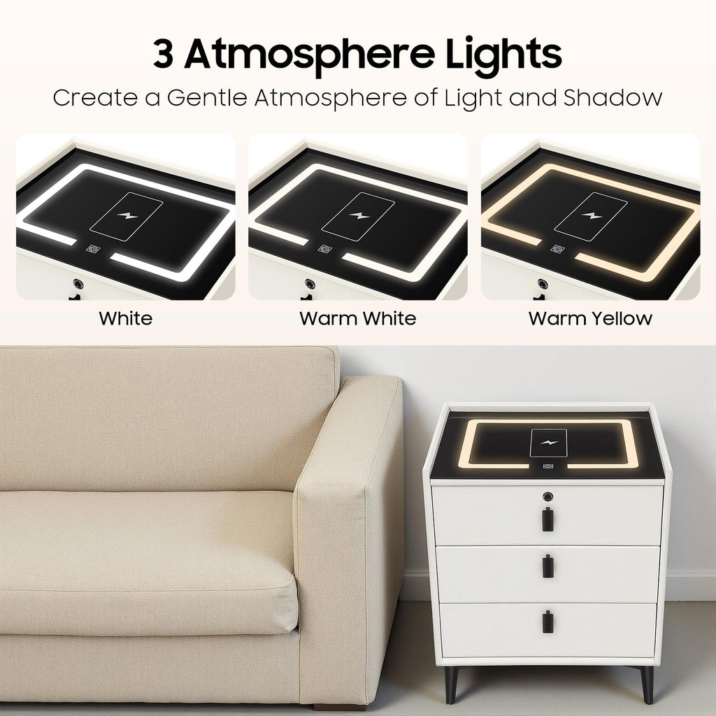 Bedside Table with Wireless Charging and Bluetooth Speaker K4696