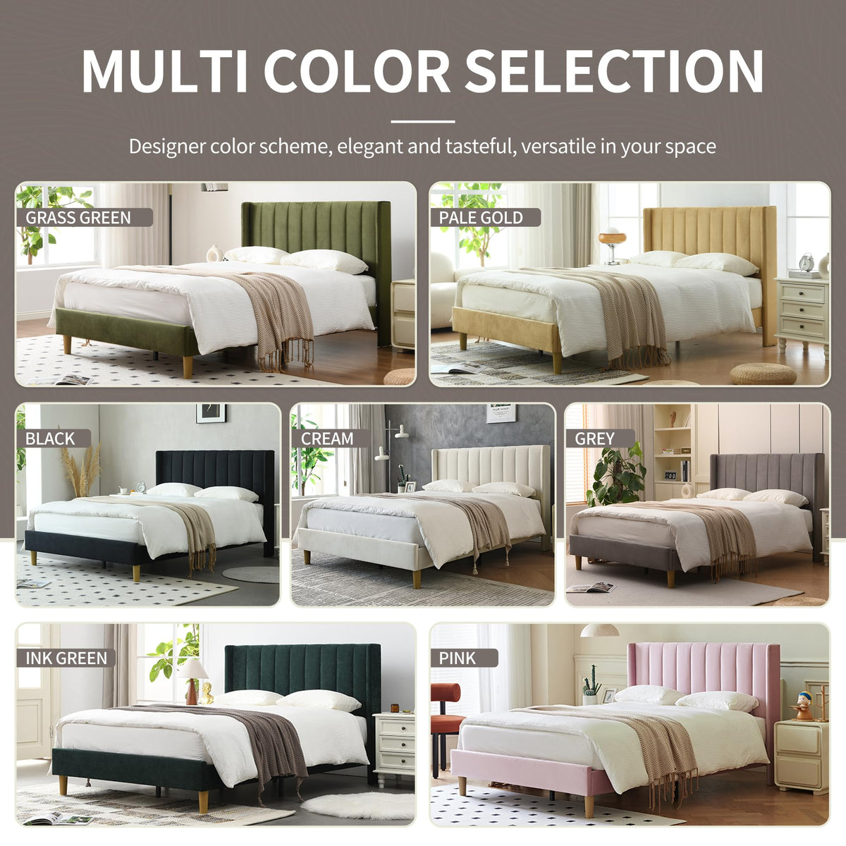 Queen Bed Frame with Upholstered Headboard J69759