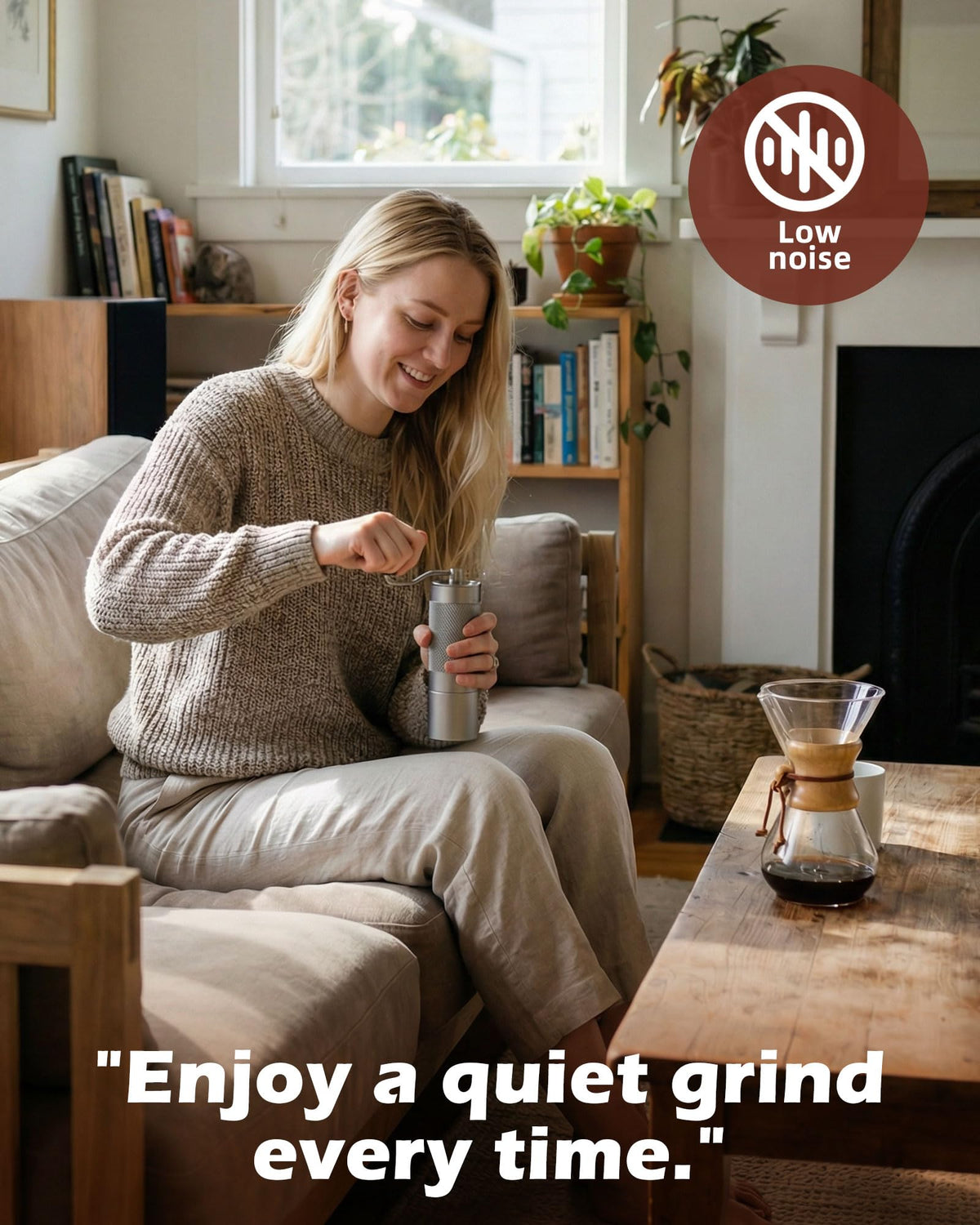 Manual Stainless Steel Conical Burr Coffee Grinder with Adjustable Settings Z225181