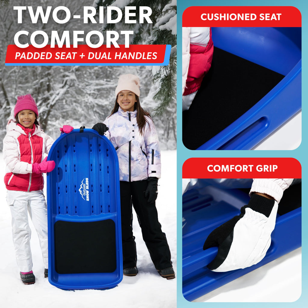 2 Person Snow Sled with Pull Strap and Padded Seat F980