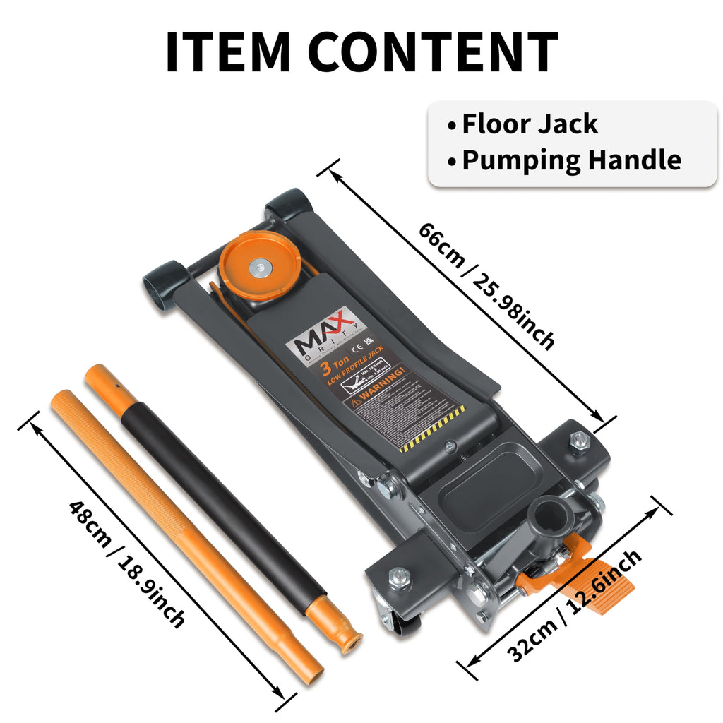 3-Ton Low-Profile Dual Pistons Steel Floor Jack V450
