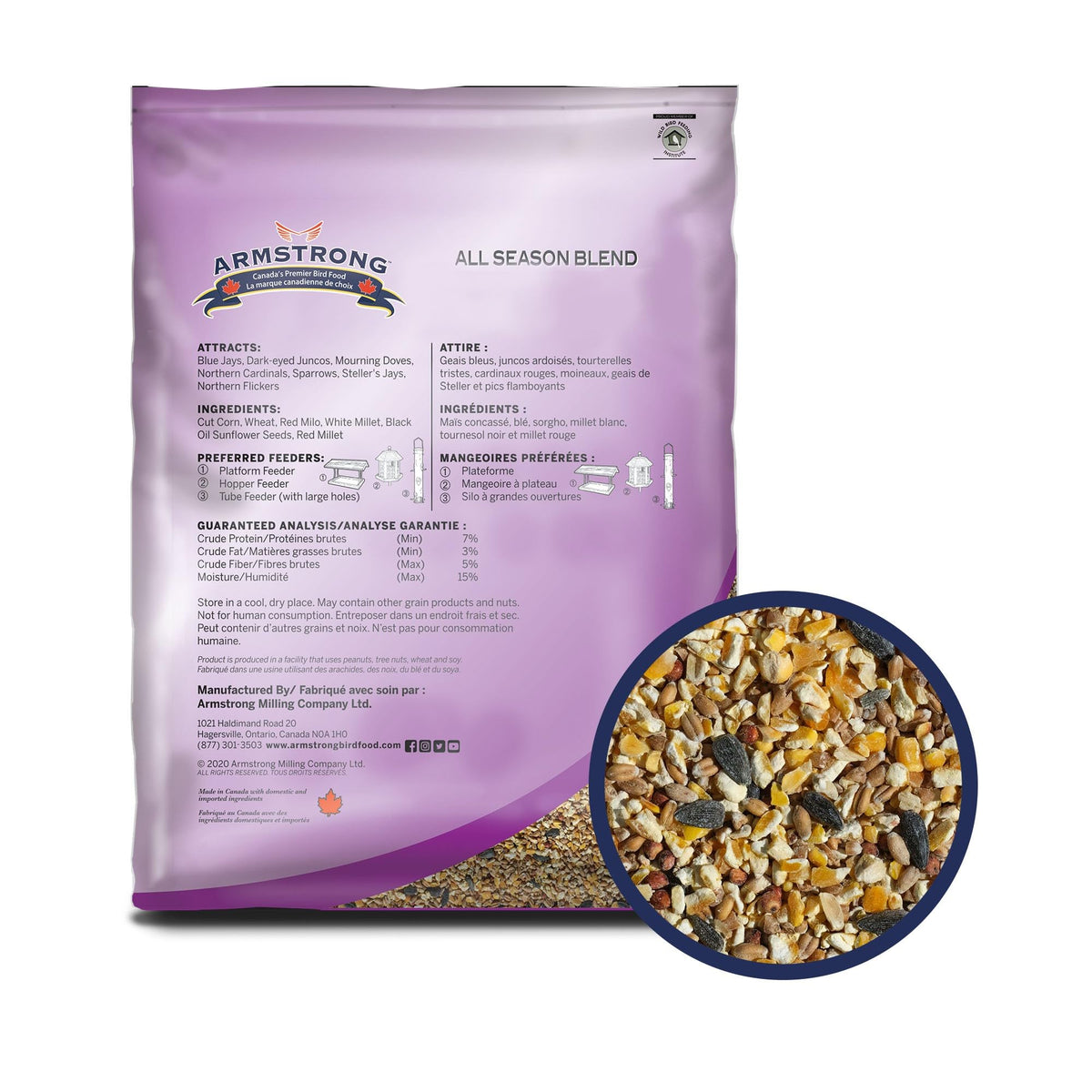 20 Pounds Bird Seed Blend with Cut Corn, Wheat, White & Red Millet, Black Oil Sunflower Seeds J765644