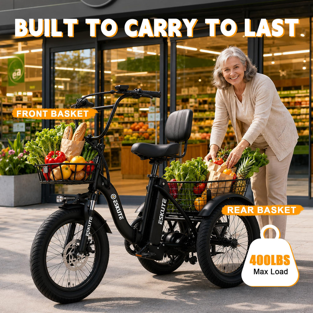 Electric Tricycle for Adults, 1200W Folding E-Trike, 48V 13Ah Battery, 18" Fat Tire 3-Wheel Electric Bike I154