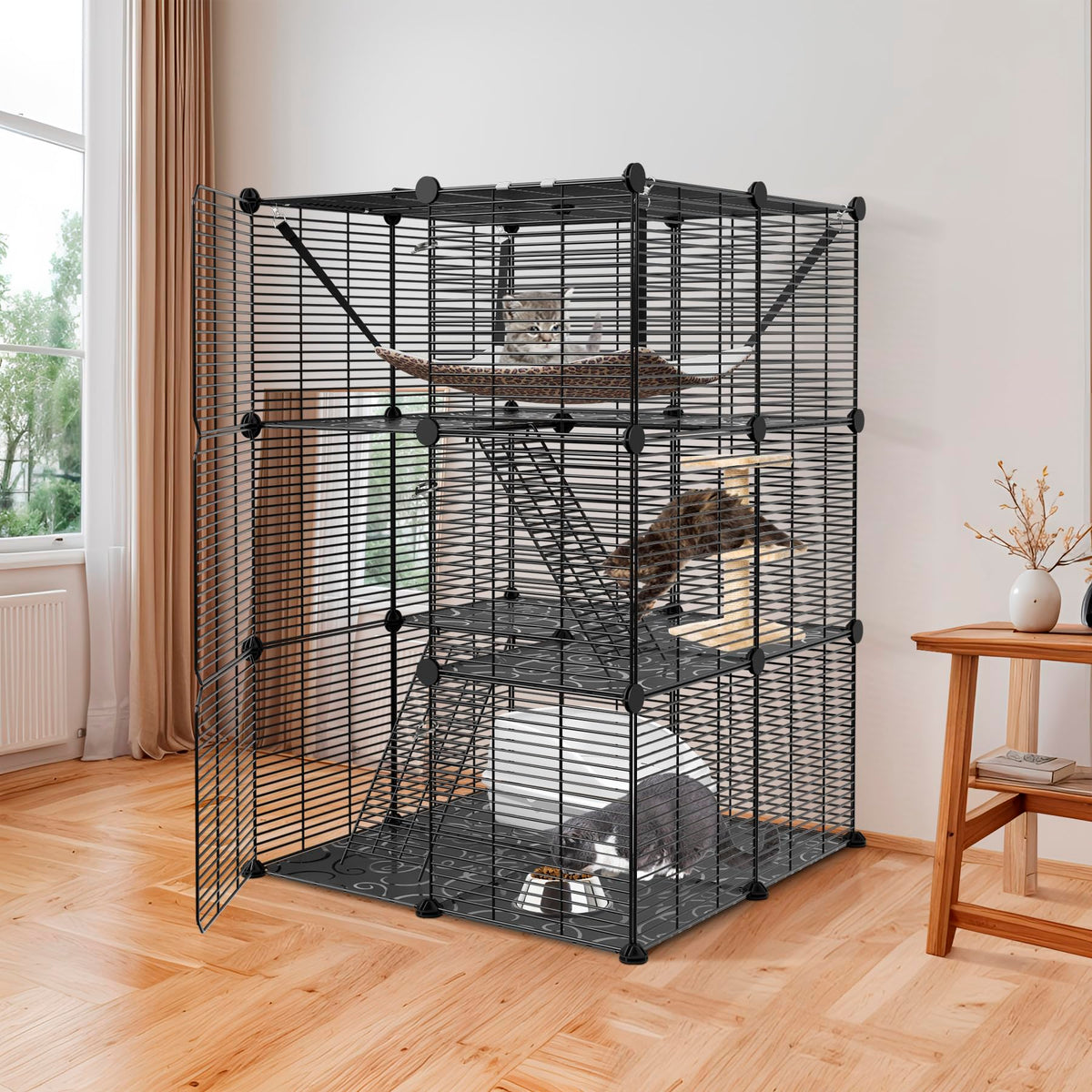 3-Tier Metal Wire Cat Cage with Hammock I415