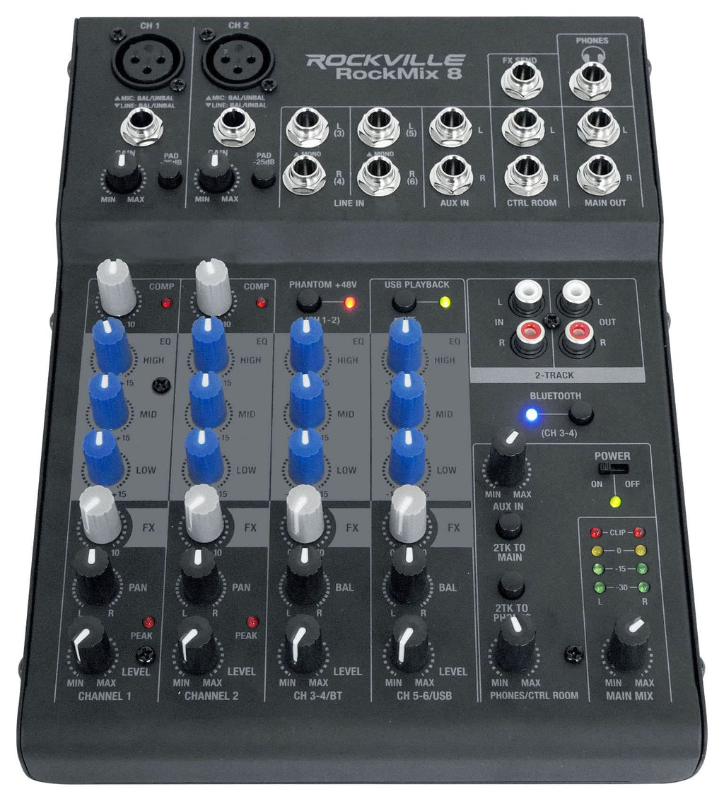 15" Powered PA Speaker Pair with 8 Mixer S98275