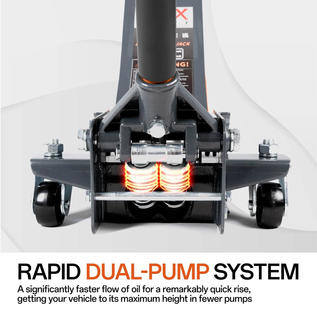 3-Ton Low-Profile Dual Pistons Steel Floor Jack V450