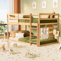 Twin Over Twin Low Bunk Bed with Ladder and Guardrails F621394