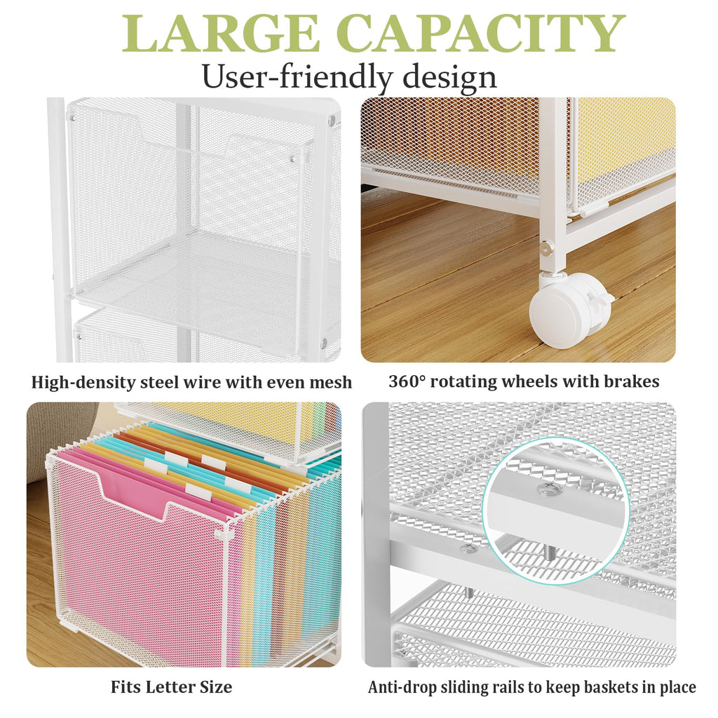 Rolling File Cart with 2 Storage Drawers L5515