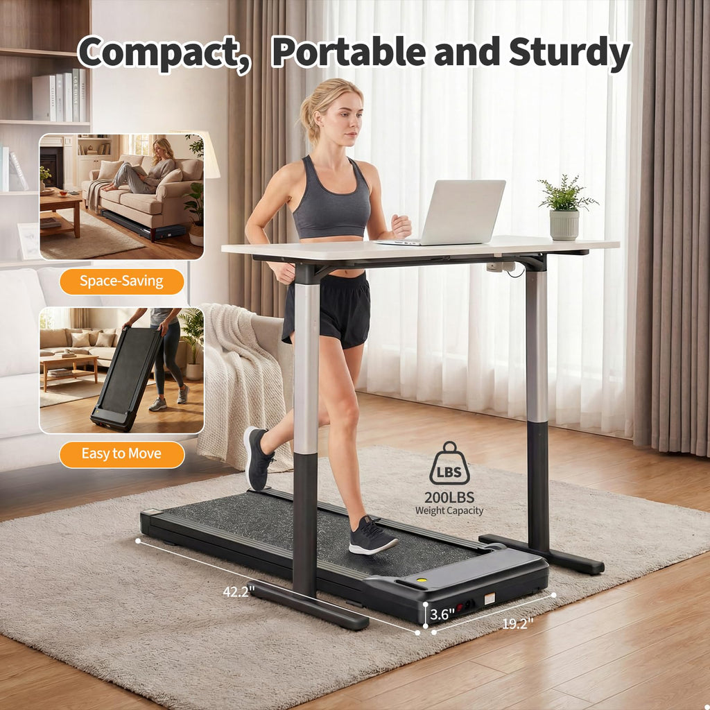 Black Portable 3-in-1 Walking Pad Treadmill I667309