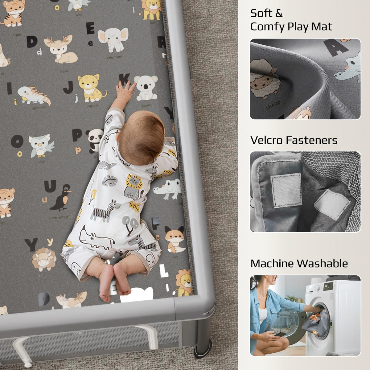 Foldable Baby Playpen with Mat and Travel Pack T772