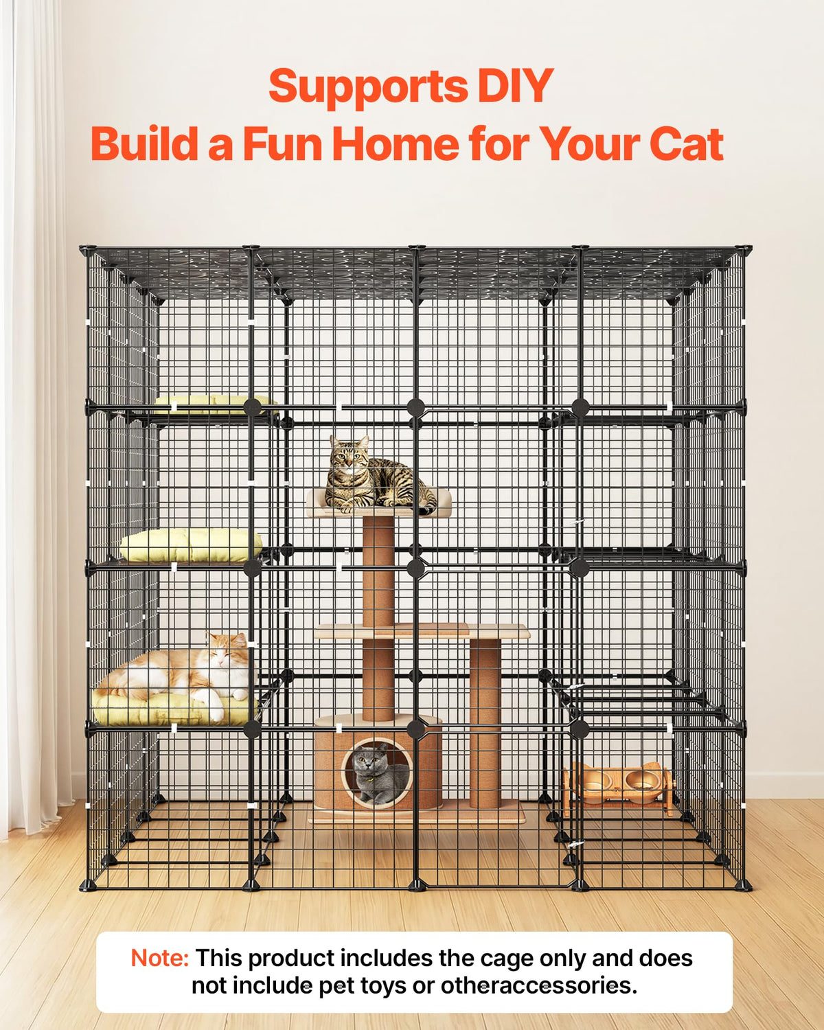 4-Tier Metal Wire Cat Cage with 3 Doors W676