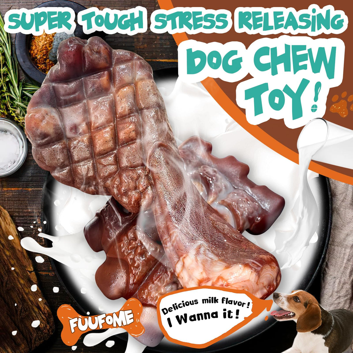Tough Dog Chew Toys, 2 Pack Hard Nylon Bone C65470