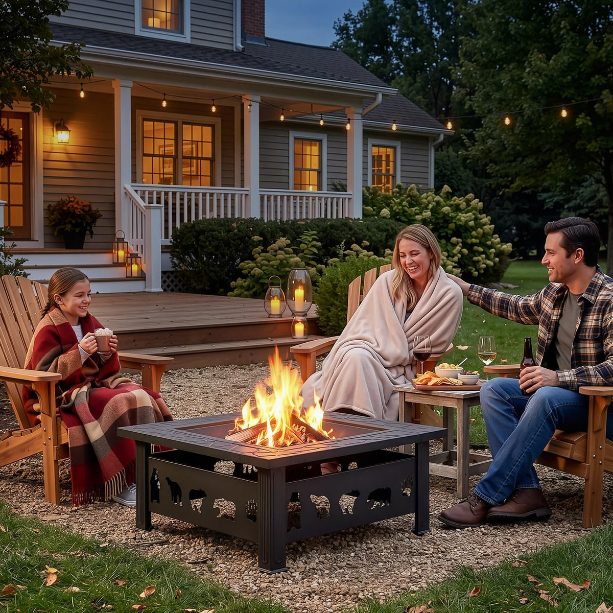 32 Inch Square Metal Patio Fire Pit Table T612431