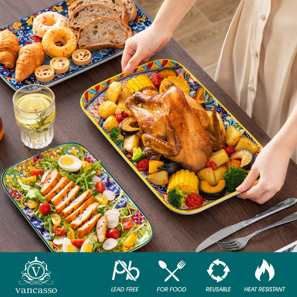 Serving Platters Set of 3 Rectangular Trays Z12212