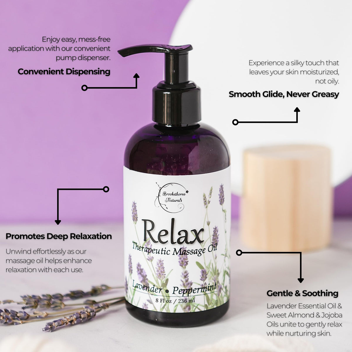 Lavender Peppermint Marjoram Body Massage Oil 8oz I47948