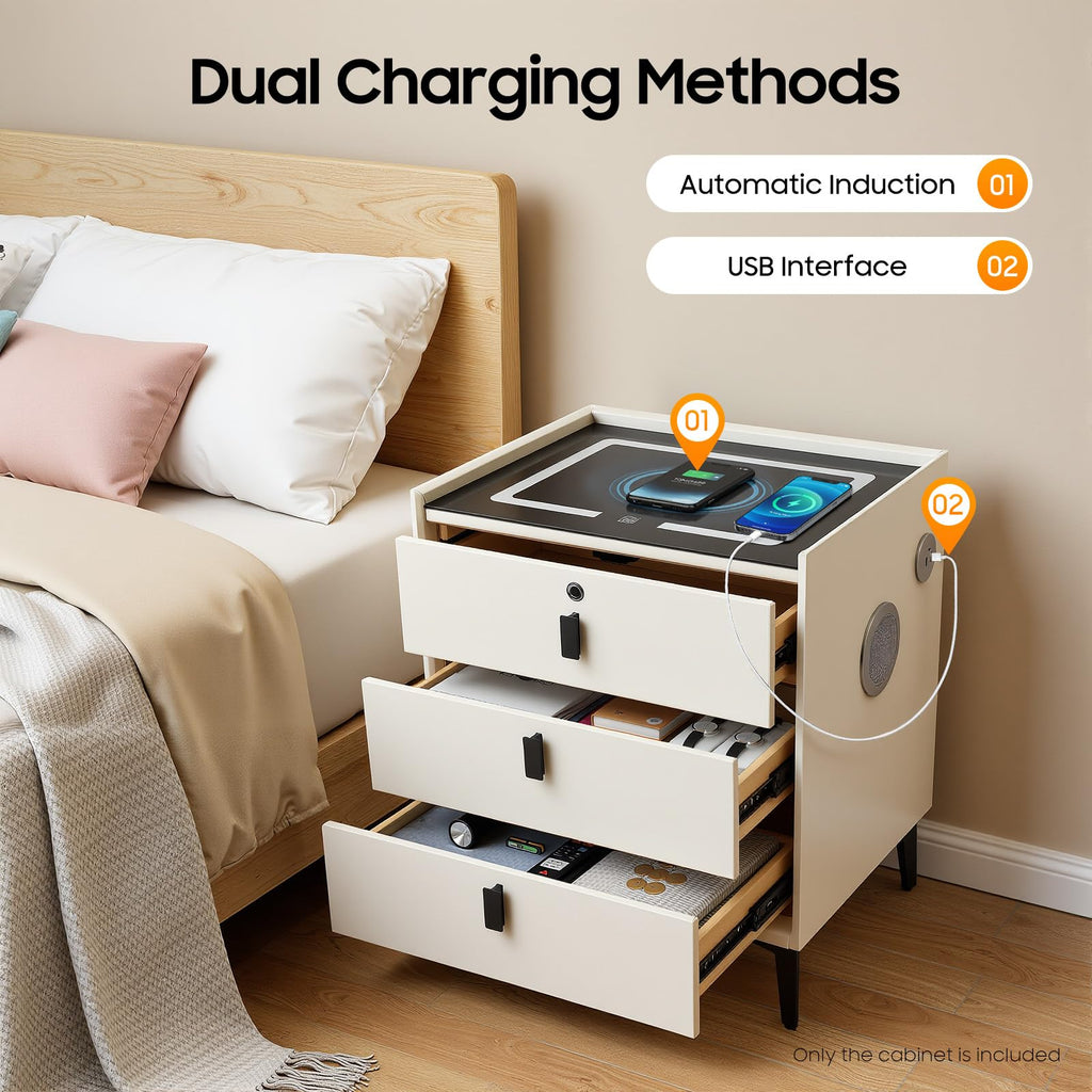 Bedside Table with Wireless Charging and Bluetooth Speaker K4696