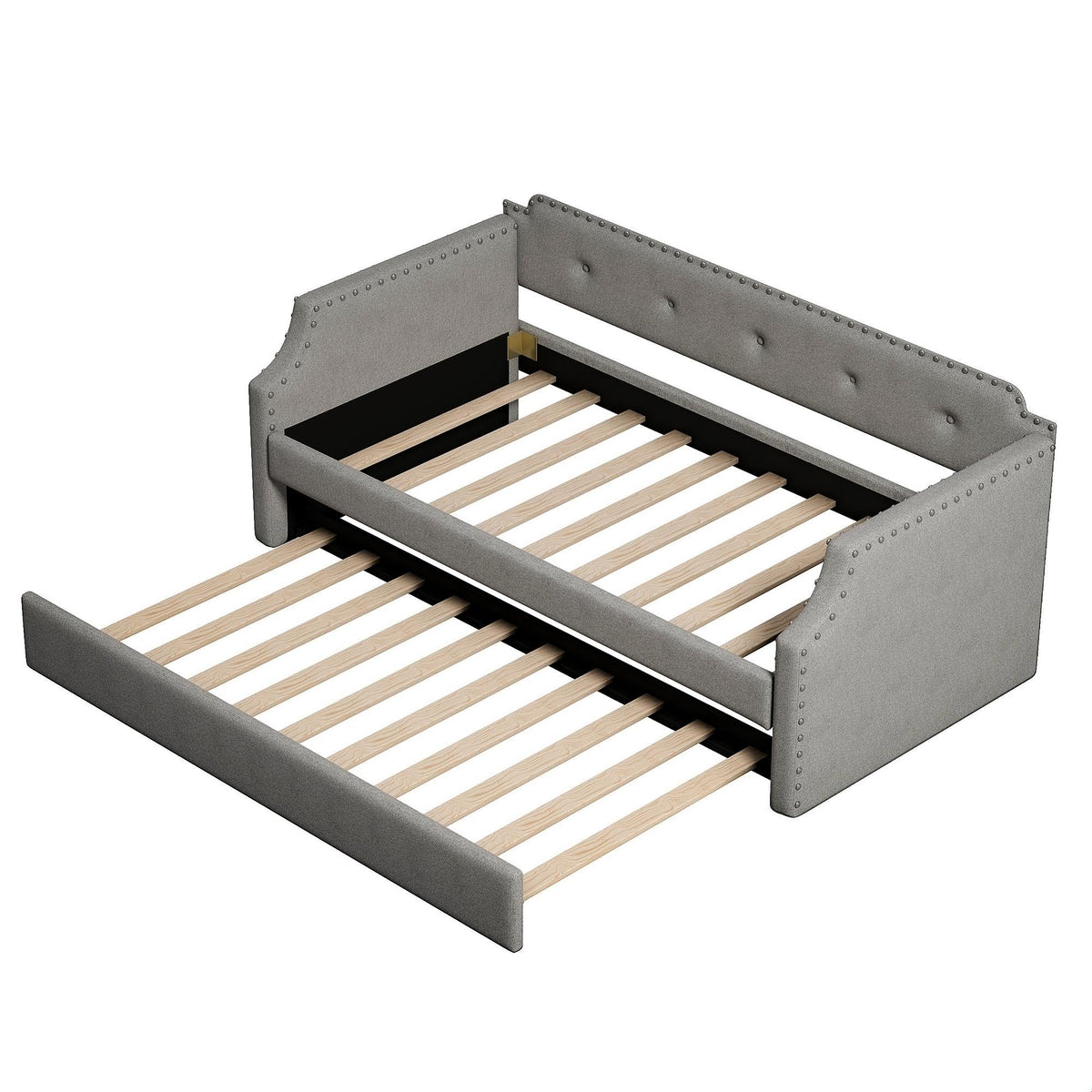 Gray Linen Upholstered Twin Daybed with Trundle X867