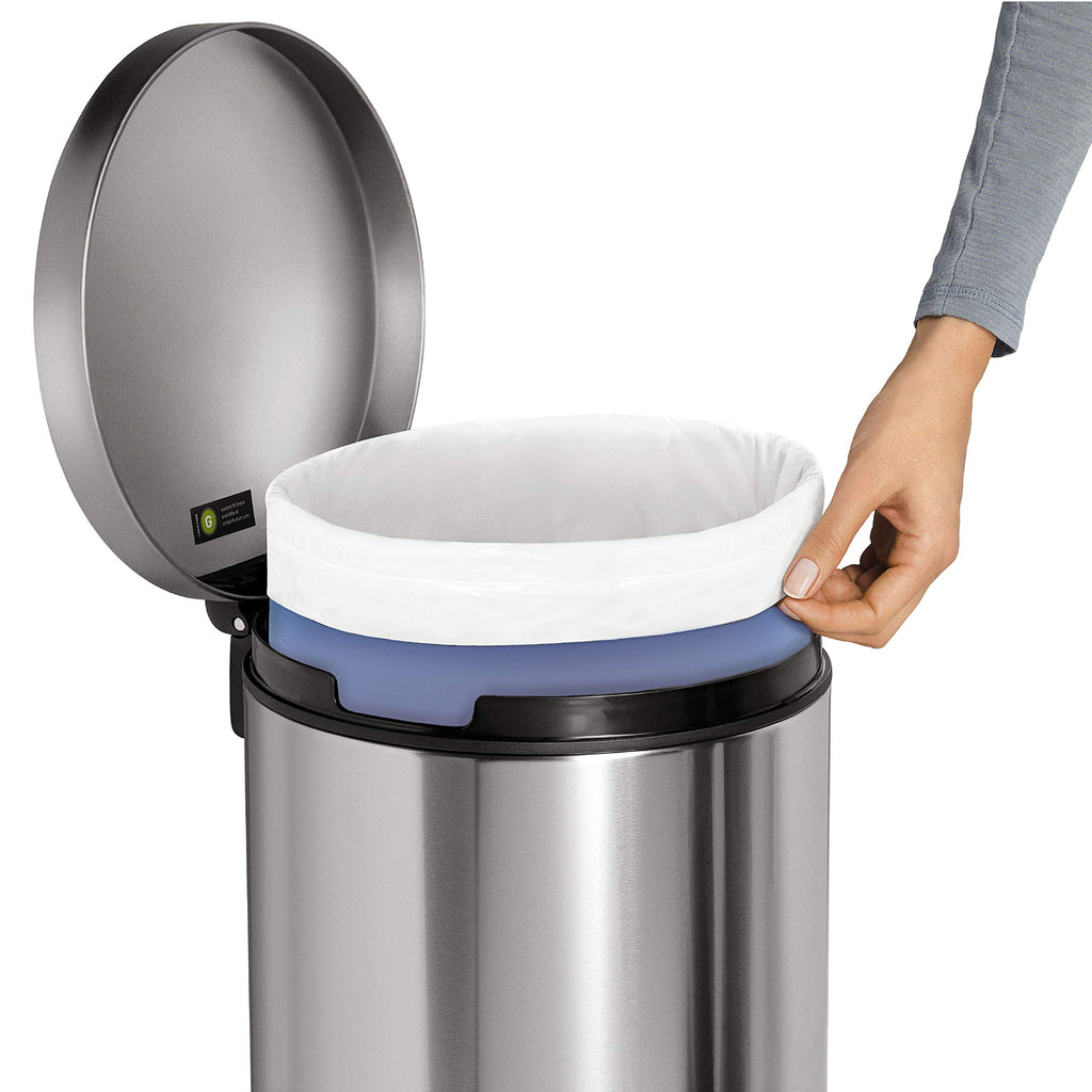 30L Brushed Stainless Steel Round Step Trash Can S919