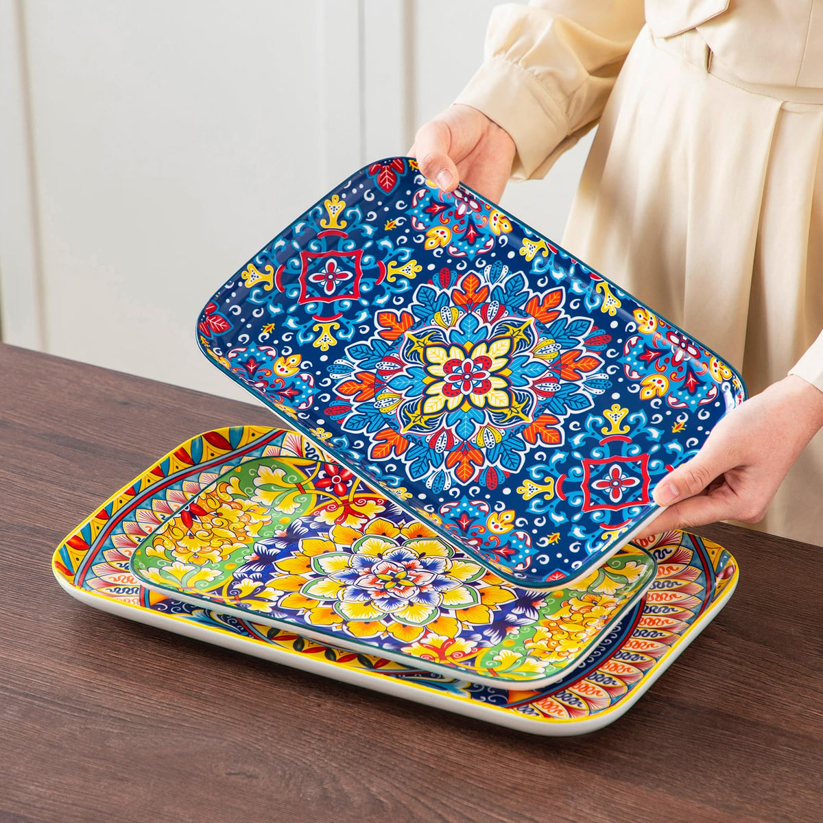 Serving Platters Set of 3 Rectangular Trays Z12212