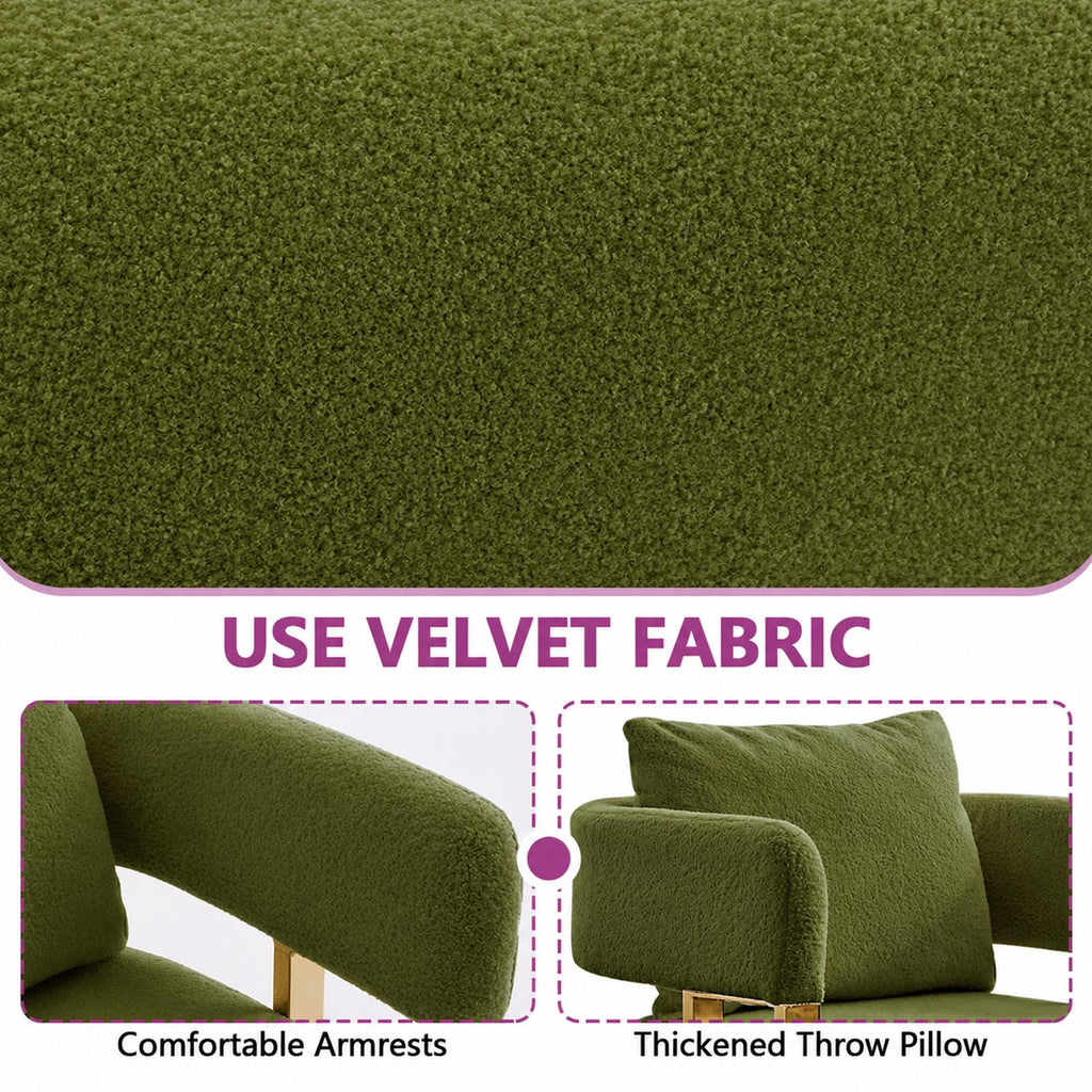Velvet Upholstered Accent Chairs Set of 2 with Golden Metal Legs Z649562