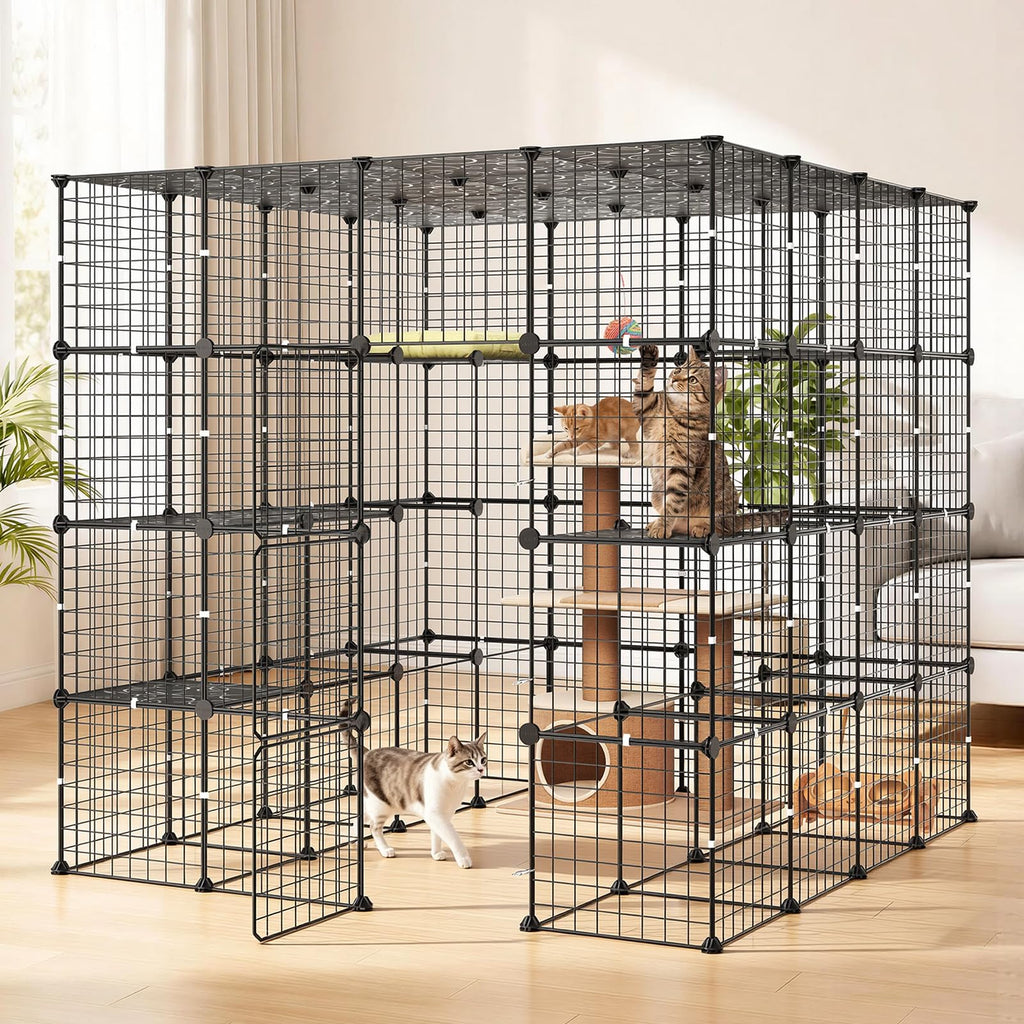 4-Tier Metal Wire Cat Cage with 3 Doors W676