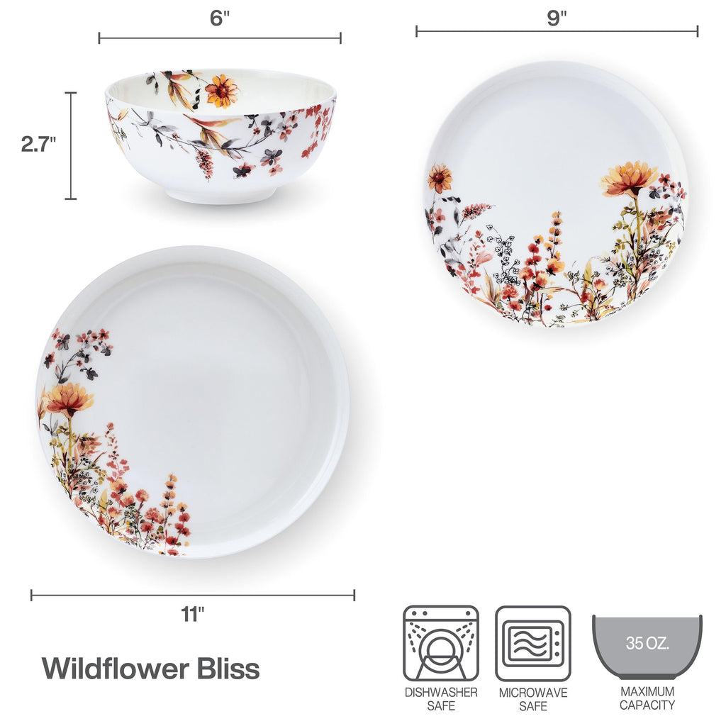 12 Piece Floral Bone China Dinnerware Set P6716