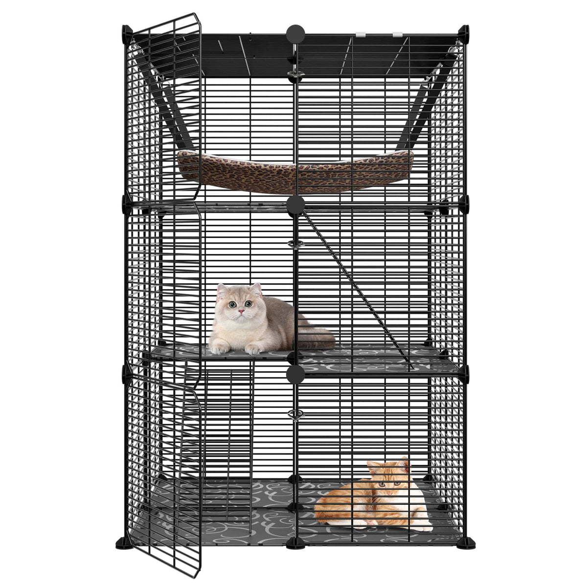 3-Tier Metal Wire Cat Cage with Hammock I415