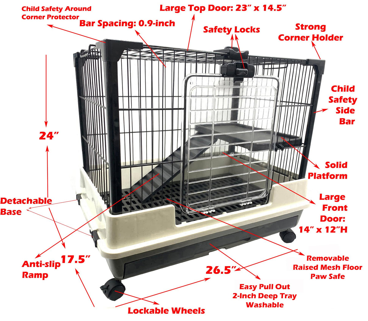 2-Level Rabbit Hutch Guinea Pigs Cage Y7685