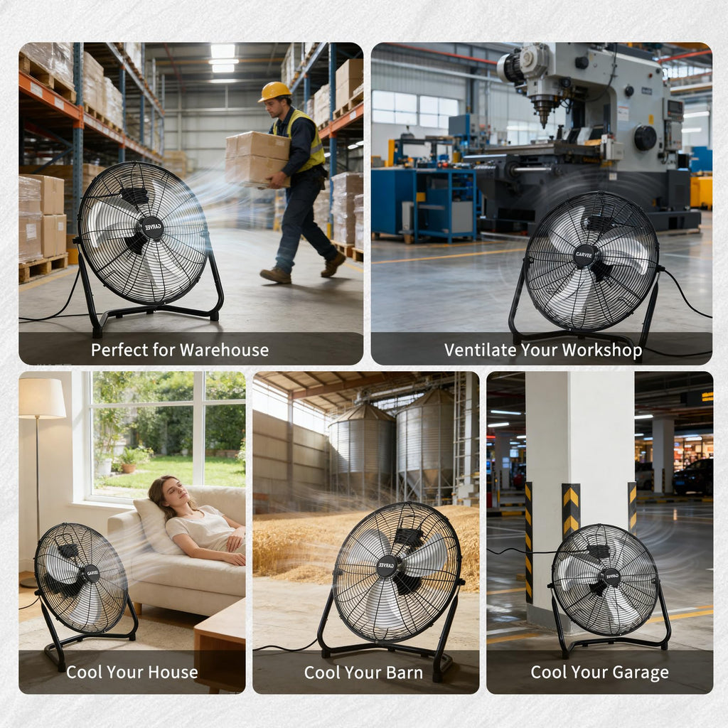 20 Inch 3 Speeds High Velocity Metal Floor Fan J47420