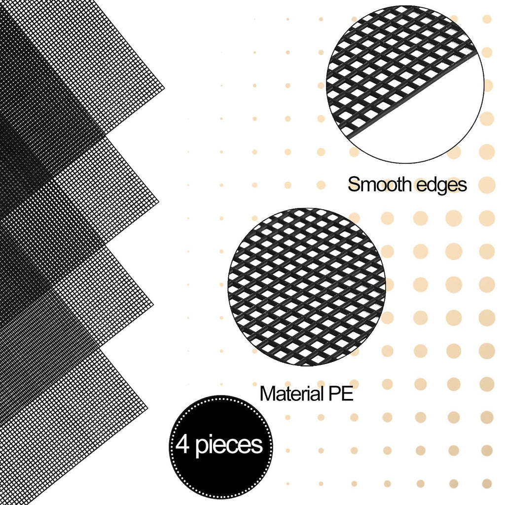 Black 4 Pcs Plastic Mesh Sheets W5291
