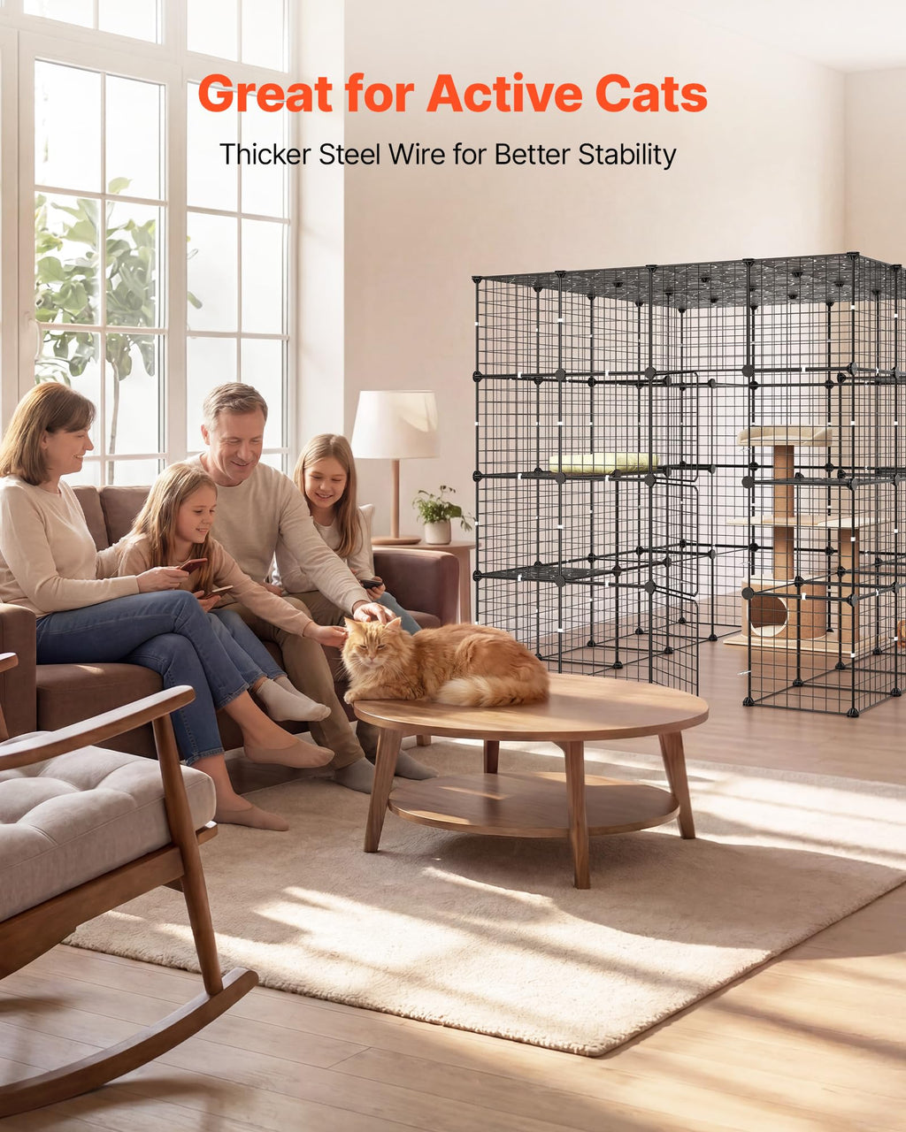 4-Tier Metal Wire Cat Cage with 3 Doors W676