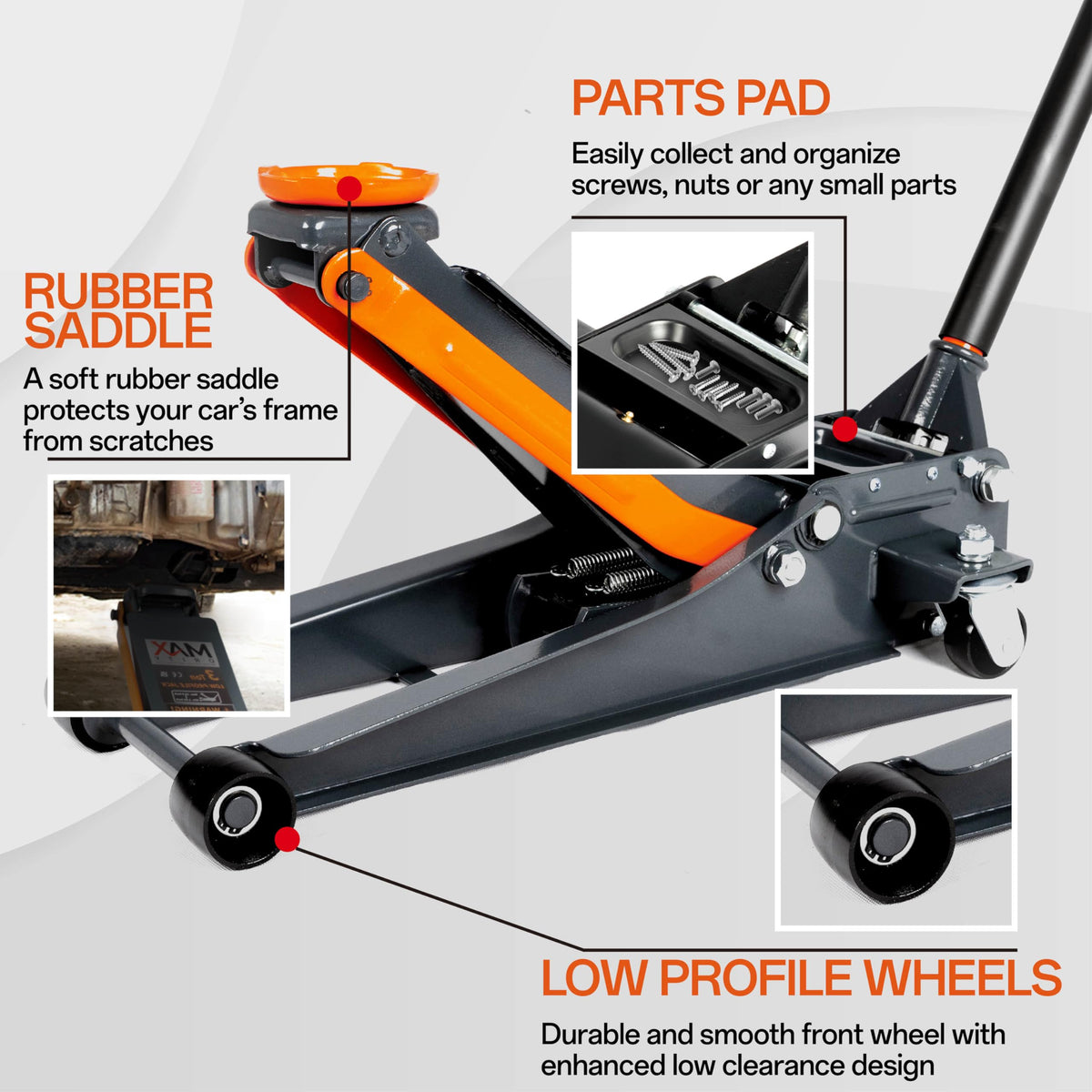 3-Ton Low-Profile Dual Pistons Steel Floor Jack V450