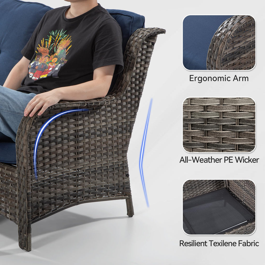 2-Seater Wicker Loveseat Sofa with Olefin Cushions N886215