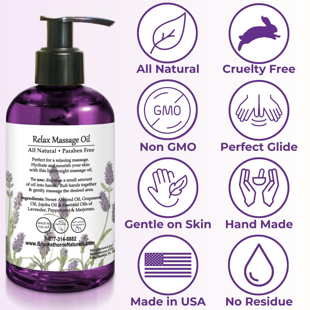 Lavender Peppermint Marjoram Body Massage Oil 8oz I47948