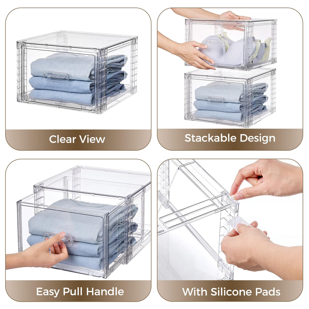 Clear Stackable Storage Drawers 4 Pack 15QT L74834