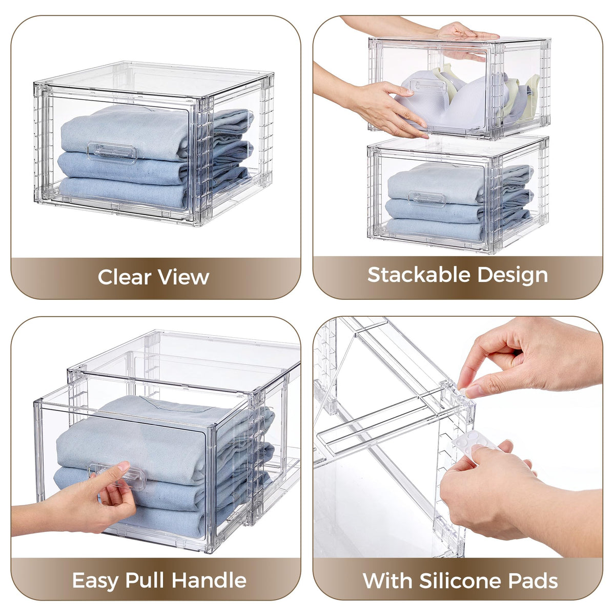 Clear Stackable Storage Drawers 4 Pack 15QT L74834