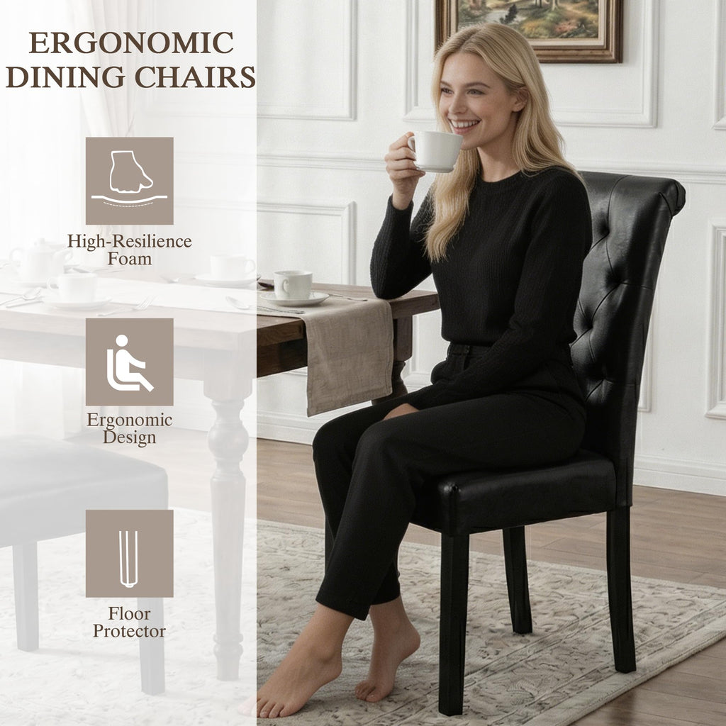 Black Upholstered Dining Chairs Set of 2 K449
