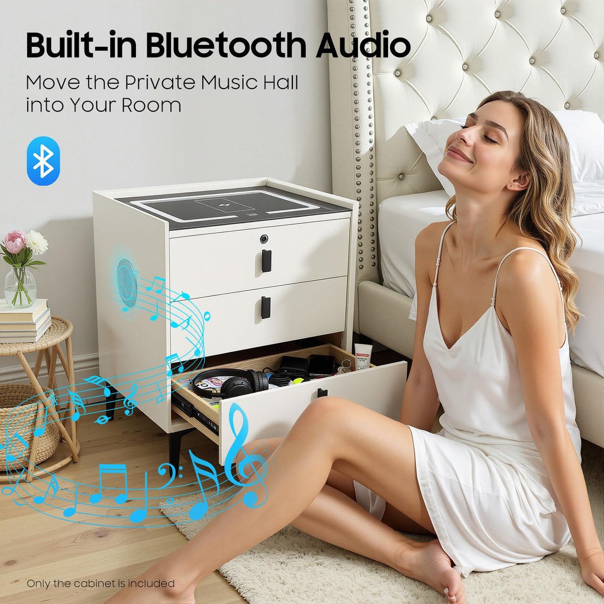 Bedside Table with Wireless Charging and Bluetooth Speaker K4696